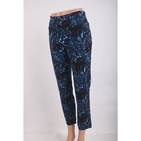 Soft Surroundings Womens Ankle Leggings PS Petite small Black Blue Floral - Picture 3 of 7
